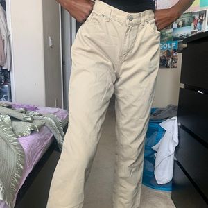 High waisted petite Tan Faded Glory mom jeans